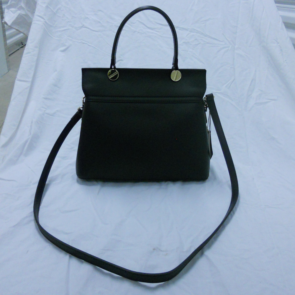 Italy Leather Shoulder Bag Cielo Celeste w/ dustbag black NWT